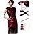cheap Cosplay &amp; Costumes-The Great Gatsby Roaring 20s 1920s Cocktail Dress Vintage Dress Flapper Dress Outfits Masquerade Christmas Dress Women&#039;s Tassel Fringe Costume Red+Golden / Coral Red / Burgundy Vintage Cosplay Party