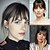 cheap Hair Pieces-Clip in Bangs - 100% Human Hair Wispy Bangs Clip in Hair Extensions, Black Air Bangs Fringe with Temples Hairpieces for Women Curved Bangs for Daily Wear