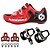 baratos Sapatos Para Ciclismo-SIDEBIKE Adulto Sapatilhas de Ciclismo com Travas &amp; Pedal Tênis para Ciclismo Fibra de Carbono Almofadado Ciclismo Vermelho Homens Sapatos para Ciclismo / Malha Respirável