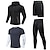 cheap Running &amp; Jogging Clothing-Men&#039;s Full Zip Activewear Set Athletic Athleisure 4pcs Winter Long Sleeve Elastane Moisture Wicking Quick Dry Breathable Fitness Gym Workout Running Active Training Jogging Sportswear Solid Colored