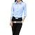baratos Blusa-Mulheres Blusa Camisa Social Azul Céu Branco Botão Tecido Trabalho Manga Longa Colarinho de Camisa Básico Diário Trabalho Cor sólida S