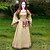 baratos Vestidos vintage-Clássico Medieval Vestido Coquetel Vestido antigo Vestidos Vestido Túnica Vestido de formatura Até o Tornozelo Viking Outlander Tamanhos Grandes Elfo Mulheres Feminino Decote Redondo Dia Das Bruxas