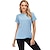 cheap Sport Athleisure-Women&#039;s Round Neck Yoga Top Blue Gray Fitness Gym Workout Running T Shirt Short Sleeve Sport Activewear High Elasticity 4 Way Stretch Comfort Quick Dry Loose / Moisture Wicking