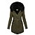cheap Down&amp; Parkas-Women&#039;s Parka Winter Fall Street Daily Holiday Long Coat Windproof St. Patrick&#039;s Day Jacket Long Sleeve Fur Trim Pocket Solid Color Wine Red Green Black