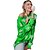 baratos Camisolas-Mulheres Tricotado Estampa Colorida Pulôver Algodão Manga Longa Casacos de malha Gola Redonda Outono Inverno Vermelho Verde