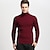 abordables Gimnasia-amitafo suéter de cuello alto casual para hombre jersey de manga larga cómodo slim fit jersey de punto con cuello vuelto elástico suave, rojo, l