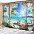 cheap Wall Tapestries-Window Landscape Wall Tapestry Art Decor Blanket Curtain Hanging Home Bedroom Living Room Decoration Coconut Tree Sea Ocean Beach