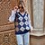economico Maglioni-Per donna Gilet Rombi Lavorato a maglia Cotone Essenziale Manica lunga Senza maniche Maglioni cardigan Autunno Inverno A V Blu Reale