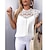 abordables Tops &amp; Blouses-Mujer Blusa Camiseta sin mangas Negro Blanco Encaje Retazos Color sólido Cuello Alto Elegante S
