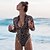 cheap Beach Dresses-Women&#039;s One Piece Swimsuit Swimwear Long Sleeve Quick Dry Front Zip - Leopard Print Leopard Snake Print Swimming Surfing Beach Spring Summer / Leotard / Onesie / Bikini / Peplum Swimsuit