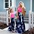 cheap New Arrivals-Dress Mommy and Me Graphic Print Blushing Pink Maxi Sleeveless Matching Outfits / Summer