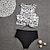 baratos Tankini-Mulheres Roupa de Banho Biquíni Normal roupa de banho Leopardo 2 Peças Estampado Preto Branco Fatos de banho Roupa de Praia Verão Esportivo