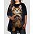 cheap Plus Size Dresses-Women&#039;s Plus Size Cat T Shirt Dress Tee Dress Print Round Neck Half Sleeve Basic Casual Fall Spring Causal Daily Short Mini Dress Dress / Summer / Graphic Patterned