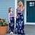 preiswerte New Arrivals-Mama und ich Kleider Blumen Bedruckt Violett Blau Rosa Maxi Ärmellos Boho Passende Outfits / Sommer / Süß