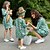 cheap New Arrivals-Mommy and Me Dress Graphic Print Green Knee-length Half Sleeve Matching Outfits / Summer