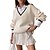 baratos Camisolas-suéter feminino com decote em V colete uniforme escolar tricotado com mangas grandes em forma de morcego suéter de críquete pulover tops brancos