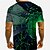 billige Tank Tops-Herre T-shirt Grafisk 3D 3D-udskrivning Rund hals Daglig Ferie Kortærmet 3D Trykt mønster Toppe Basale Afslappet Grøn Blå Sort / Sommer