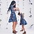abordables New Arrivals-Maman et moi Robe Graphique Imprimer Bleu Maxi Sans Manches Tenues assorties / Eté