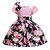 preiswerte Kleider für Mädchen-Kinder Wenig Mädchen Kleid Blume Normal Gefaltet Druck Rosa Knielang Kurzarm Süß Kleider Ganzjährig