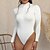cheap Tops &amp; Blouses-Women&#039;s Bodysuit Black White Brown Quarter Zip Plain Casual Daily Long Sleeve High Neck Basic S