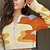 baratos Camisolas-Mulheres Pulôver Suéter Geométrica Tricotado Estiloso Casual Vintage Manga Longa Casacos de malha Outono Inverno Decote V Amarelo