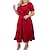 cheap Plus Size Dresses-Women&#039;s Plus Size Plain A Line Dress Square Neck Short Sleeve Classic Summer Maxi long Dress Dress