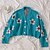 abordables Cardigans-Mujer Cárdigan Floral Estampado Día de San Patricio Manga Larga Cárdigans suéter Escote en Pico Bleu Ciel Verde Trébol Negro