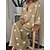 cheap Plus Size Collection-Women&#039;s Plus Size Floral Swing Dress Button V Neck Long Sleeve Casual Daily Spring Summer Causal Maxi long Dress Dress