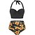 billige Tankini-Dame Badetøj Bikini Normal badedragt Batikfarvet Blomster 2 stk Printer Sort Gul Rød Navyblå Grøn Badedragter Strand Tøj Efterår Sport