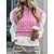abordables Jerséis-Mujer Chaleco Color sólido De Punto Mangas cortas Cárdigans suéter Otoño Primavera Cuello Barco Morado Amarillo Rosa