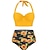 cheap Tankini-Women&#039;s Swimwear Bikini Normal Swimsuit Tie Dye Floral 2 Piece Printing Black Yellow Red Navy Blue Green Bathing Suits Beach Wear Summer Sports