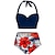 abordables Tankini-Femme Maillots de Bain Bikinis Normal Maillot de bain Tie Dye Floral 2 Pièces Imprimé Noir Jaune Rouge bleu marine Vert Maillots de bain Tenues de plage Eté Sportif