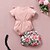 preiswerte Bottoms-Baby Mädchen Grundlegend Blumen Schleife Druck Kurzarm Standard Kleidungsset Rosa