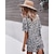 cheap Two Piece Sets-Women&#039;s Basic Streetwear Leopard Vacation Going out Two Piece Set V Neck Tracksuit T shirt Loungewear Shorts Drawstring Print Tops