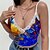 cheap Tank Tops-Women&#039;s Camisole Crop Top Tank Top Galaxy Graphic V Neck Lace Trims Basic Streetwear Tops Slim Blue Yellow Green