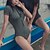 abordables Trajes acuáticos y camisetas antierupciones-Mujer Protección solar UV Transpirable Secado rápido Camiseta Protección Solar Surf Traje de baño Manga Corta Cremallera delantera Body Traje de baño Retro Color sólido Natación Surf Deportes