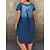 cheap Plus Size Collection-Women&#039;s Plus Size Solid Color Denim Dress V Neck Short Sleeve Hot Casual Preppy Spring Summer Daily Holiday Knee Length Dress Dress