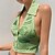 baratos Cardigãs-Mulheres Colete Listrado Quadriculada Geométrica Sem costas Tricotado Algodão Sem Manga Casacos de malha Outono Primavera Colarinho de Camisa Azul Verde Branco