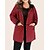 cheap Plus Size Outerwear-Women&#039;s Plus Size Coat Plain Work Hooded Long Sleeve Fall &amp; Winter Long Black Red XL XXL 3XL 4XL 5XL