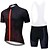 economico Abbigliamento da ciclismo-pantaloncini con bretelle in jersey da ciclismo da uomo set neri abbigliamento bici manica corta