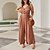 cheap Plus Size Jumpsuits-Women&#039;s Plus Size Jumpsuit Others Solid Color Casual Daily Earth red 1XL 2XL 3XL 4XL / V Neck
