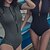 baratos Wetsuits, Roupas De Mergulho &amp; Rash Guards-Mulheres Proteção Solar UV Respirável Secagem Rápida Anti Atrito roupa de banho Manga Curta Zíper Frontal Body Roupa de banho Retro Cor Sólida Natação Surfe Esportes Aquáticos Esportivo Verão