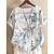 cheap Plus Size Tops-Women&#039;s Shirt Blouse Linen Leaf Light Yellow White Sky Blue Short Sleeve Daily Vacation Going out Vintage Holiday Casual Crew Neck Regular Fit Summer Spring