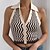 cheap Cardigans-Women&#039;s Vest Striped Check Geometric Open Back Knitted Cotton Sleeveless Sweater Cardigans Fall Spring Shirt Collar Blue Green White