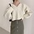 preiswerte Pullover-Damen Pullover Volltonfarbe Langarm Pullover Strickjacken V-Ausschnitt Grau Weiß