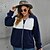 cheap Women&#039;s Clothing-Women&#039;s Plus Size Jacket Patchwork Blue &amp; White Sports Going out Turndown Autumn / Fall Fall &amp; Winter Regular Gray Brown Dark Blue XL XXL 3XL 4XL / Wet and Dry Cleaning