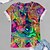baratos Blusas Plus Size-Mulheres Plus Size Blusas Camiseta Gráfico 3D impressão Manga Curta Imprimir Roupa de rua Exagerado Colegial Decote Redondo Algodão Spandex Jersey Diário Feriado / Tamanhos Grandes