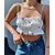 cheap Tank Tops-Women&#039;s Cropped  Sweater Floral Ruffle Cotton Sleeveless Slim Sweater Cardigans Spring Summer Strap White