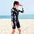baratos Beach Dresses-Mulheres Segunda-pele para Mergulho Elastano Roupa de Banho Body SPF50 Proteção Solar UV Resistente Raios Ultravioleta Com Stretch Manga Curta Zíper Frontal - Natação Mergulho Surfe Snorkeling Pintura