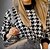 cheap Sweaters-Women&#039;s Pullover Sweater Jumper Knit Print Crew Neck Houndstooth Party Beach Stylish Casual Drop Shoulder Fall Spring Light Blue Black S M L / Long Sleeve / Regular Fit